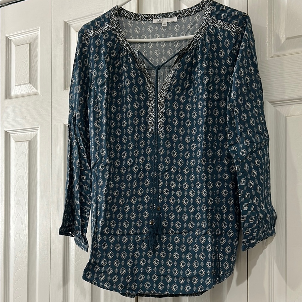 DR2 Teal Geometric Women's Blouse